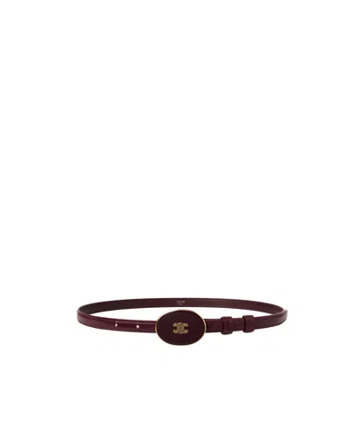 Celine Oval Belt In Burgundy