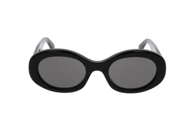 Celine Oval Frame Sunglasses In Shiny Black / Smoke