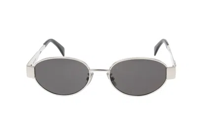 Celine Oval Frame Sunglasses In Silver/grigio