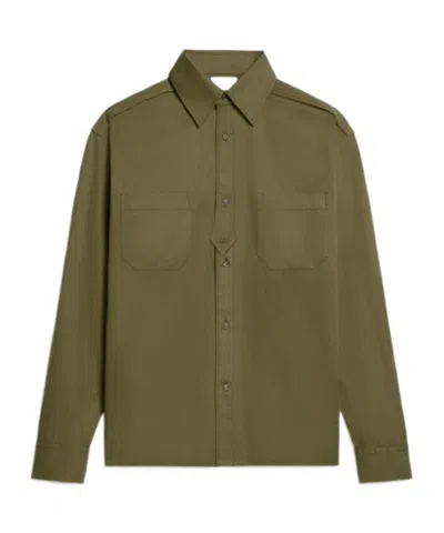 Celine Overshirt In Cotton And Linen In Green