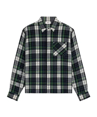 Celine Overshirt In Tartan Cashmere In Blue