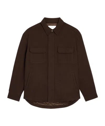 Celine Overshirt In Wool Flannel In Brown