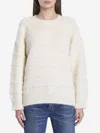 Celine Oversized Crewneck Sweater With Intarsia Design In White