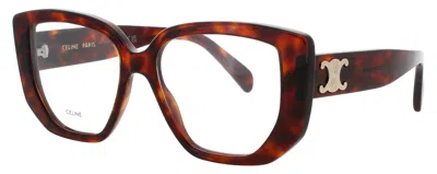 Celine Oversized Geometric Eyeglasses In 052 - Dark Havana / Demo
