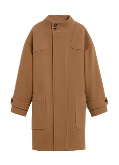 Celine Oversized High-neck Coat In Camel
