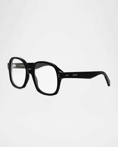 Celine Oversized Round Acetate Optical Glasses In Black