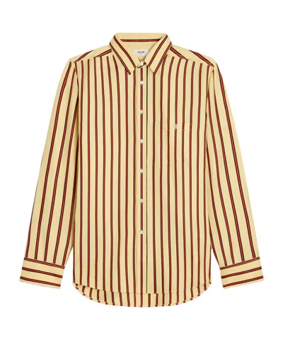 Celine Oversized Shirt In Striped Silk Twill In Multi