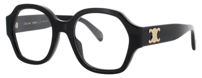 Celine Oversized Square Acetate Eyeglasses In 001 - Shiny Black / Demo