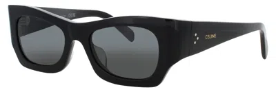 Celine Oversized Square Acetate Sunglasses In 01a - Shiny Black / Smoke
