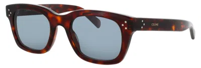 Celine Oversized Square Sunglasses In 52v - Dark Havana / Blue