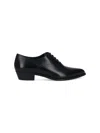 Celine Pointed Toe Lace Shoes With Perforated Detailing In Black