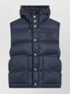 Celine Padded Vest Stand-up Collar Drawstring Pockets In Blue