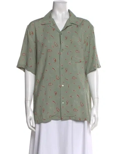 Pre-owned Celine Paisley Print Short Sleeve Shirt In Green