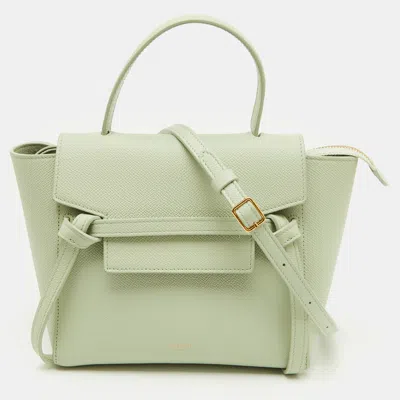 Pre-owned Celine Pale Green Leather Nano Belt Top Handle Bag