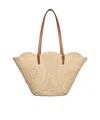 Celine Classic Panier Medium Triomphe Woven Bag In Raffia And Calfskin In Brown