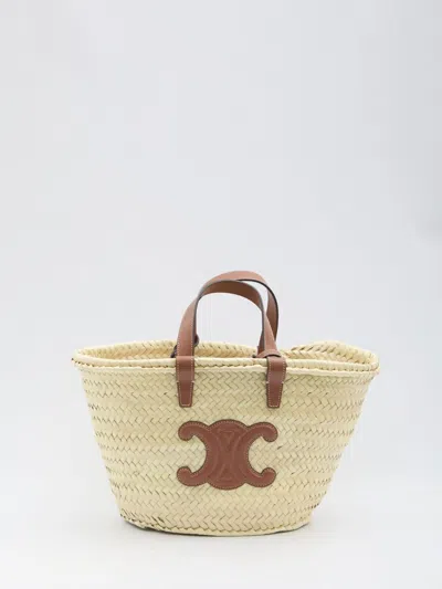 Celine Ten Classic Palm Leaf And Cow Leather Carryout Bag In 04lu