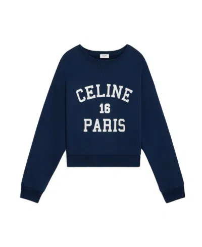 Celine Paris 16 Sweatshirt In Cotton Fleece In Blue
