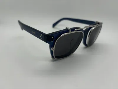 Pre-owned Celine Paris Cl40268u-cl 90 Blue Clip On 50-19-145mm Comes W/ Full Set In Gray