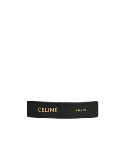 Celine Paris Hair Clip In Lambskin, Brass With Gold Finish And Steel In Burgundy