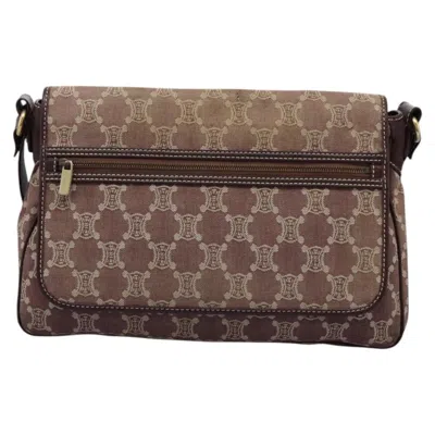 Pre-owned Celine Paris Macadam Canvas Shoulder Bag () In White