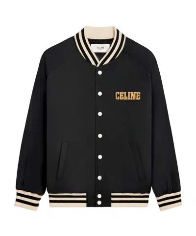 Celine Paris Printed Lightweight Teddy Bear Casual Jacket In Black