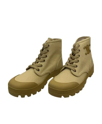 Celine Patapans Lacing Ankle Boots In Green