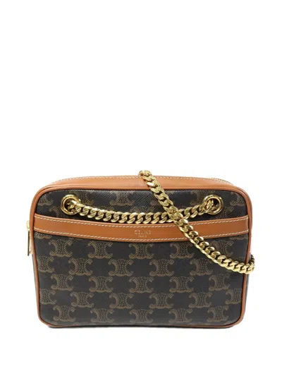 Pre-owned Celine Patapans Triomphe Shoulder Bag In Brown