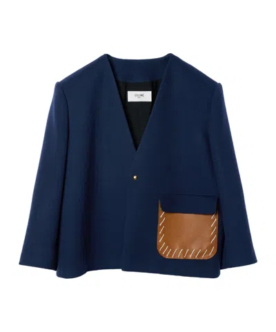 Celine Patch Jacket In Blue