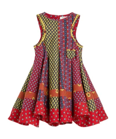 Celine Patchwork Dress In Printed Silk Twill In Multi