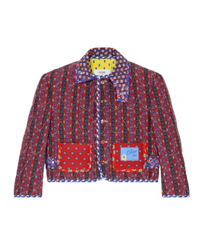 Celine Patchwork Jacket In Silk And Cotton In Multi