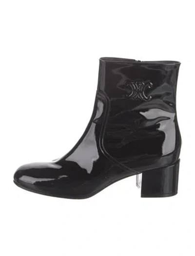 Pre-owned Celine Patent Leather Boots In Black