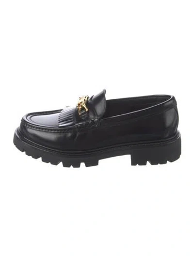 Pre-owned Celine Patent Leather Chain-link Accents Loafers In Black