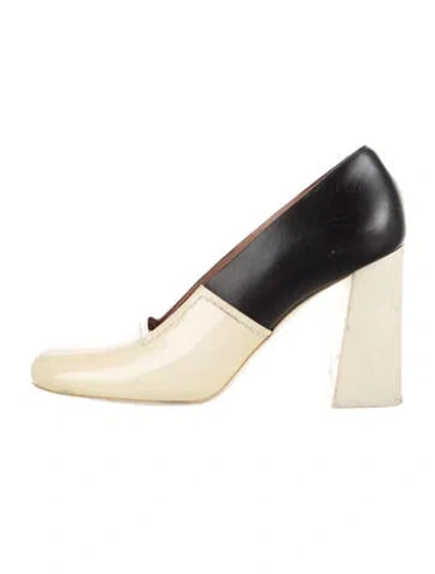 Pre-owned Celine Patent Leather Colorblock Pattern Pumps In Black/neutrals