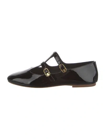 Pre-owned Celine Patent Leather Cutout Accent Mary Jane Flats W/ Tags In Black