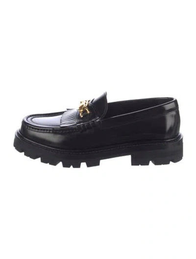 Pre-owned Celine Patent Leather Fringe Trim Accent Pumps In Black
