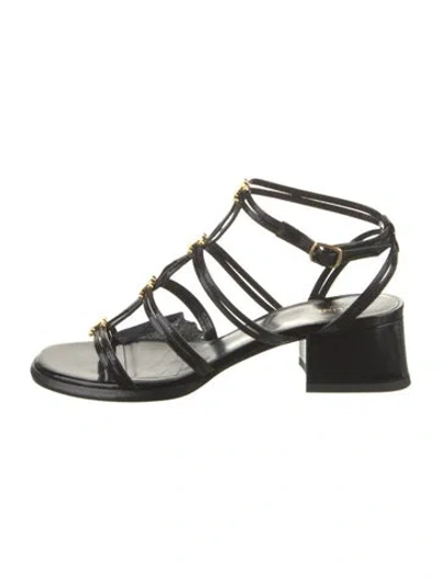 Pre-owned Celine Patent Leather Gladiator Sandals In Black