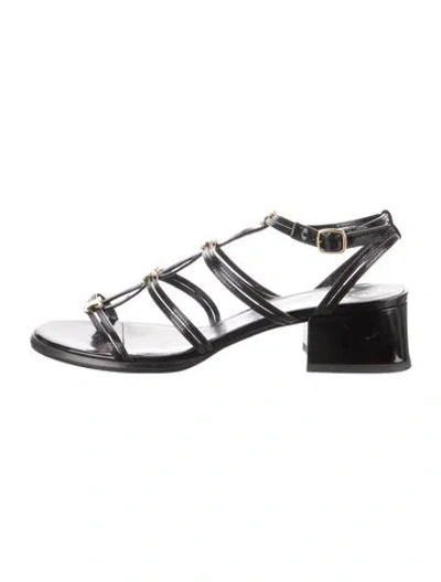 Pre-owned Celine Patent Leather Gladiator Sandals In Black