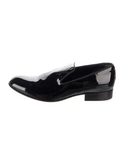 Pre-owned Celine Patent Leather Grosgrain Trim Loafers In Blue