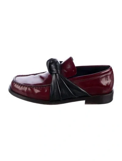 Pre-owned Celine Patent Leather Leather Trim Embellishment Loafers In Burgundy