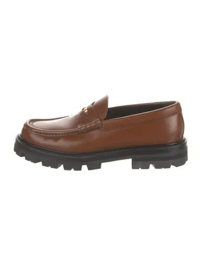 Pre-owned Celine Patent Leather Loafers In Brown