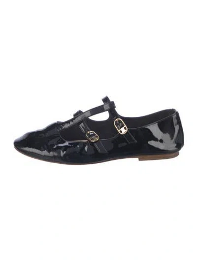 Pre-owned Celine Patent Leather Mary Jane Flats In Black