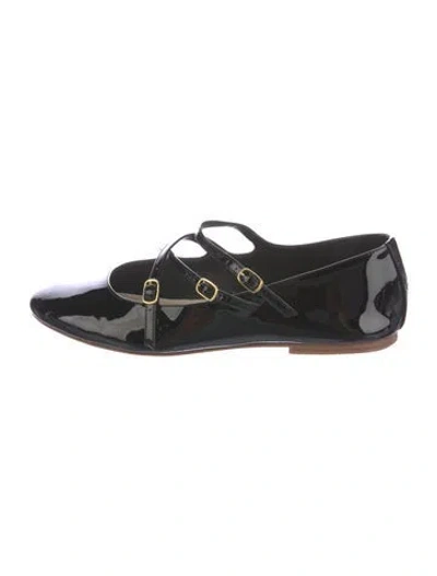 Pre-owned Celine Patent Leather Mary Jane Flats In Black