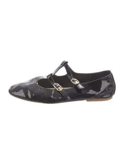 Pre-owned Celine Patent Leather Mary Jane Flats In Black