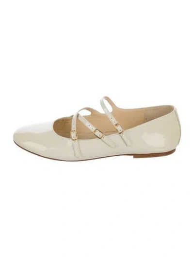 Pre-owned Celine Patent Leather Mary Jane Flats In Neutral
