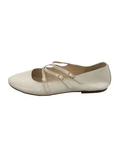 Pre-owned Celine Patent Leather Mary Jane Flats In Silver