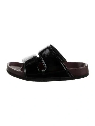 Pre-owned Celine Patent Leather Slides In Black