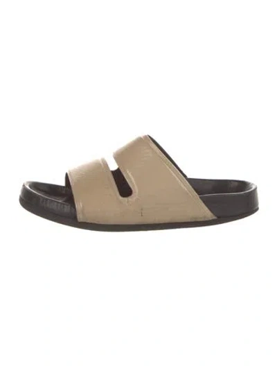 Pre-owned Celine Patent Leather Slides In Neutral