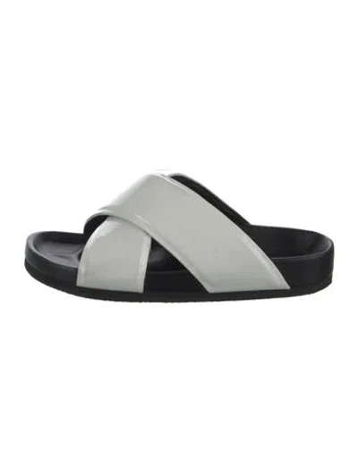 Pre-owned Celine Patent Leather Slides In White