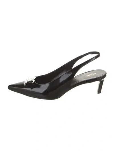 Pre-owned Celine Patent Leather Slingback Pumps In Black