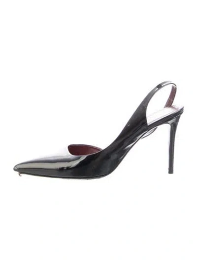 Pre-owned Celine Patent Leather Slingback Pumps In Black